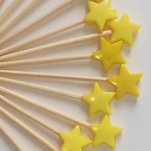 20 Adet Dekoratif Yıldız Parti Kürdanı 6 cm Sarı - Yıldız 10 mm