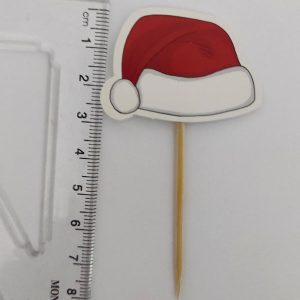 Karton Yılbaşı Kürdan 6,5 cm - Noel Şapkalı Kürdan