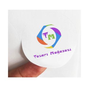 1000 Adet Şirket Logosu Baskılı Yuvarlak Etiket 5 cm