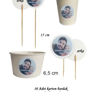 40 Adet Fotoğraf Baskılı Kürdan Seti - Fotoğraflı Kürdan - Kase - Bardak- Kürdan