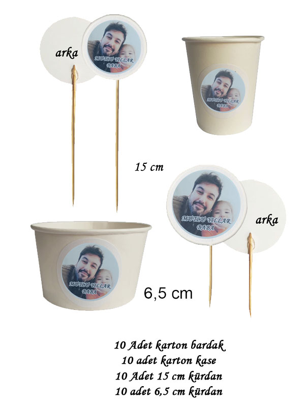 40 Adet Fotoğraf Baskılı Kürdan Seti - Fotoğraflı Kürdan - Kase - Bardak- Kürdan