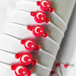 Ay Yıldız Boncuklu Ip Bileklik-Öğrenci-Öğretmen-29 Ekim-Karne Hediyesi-23 Nisan
